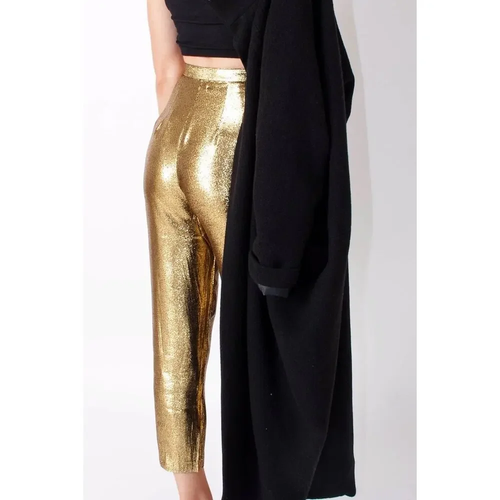 Wray Metallic Gold Silk Sprite Pants Size 2 XS - Picture 3 of 7